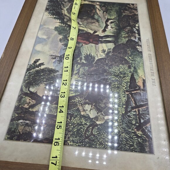 THE BEWILDERED HUNTER by Currier & Ives Framed Art Print Hunting Dog/ Man / Dee - Picture 5 of 7